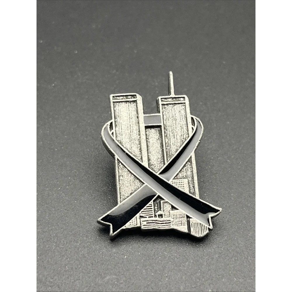 September 11th 9/11 Twin Towers Pewter Silver Tone Lapel Hat Pin